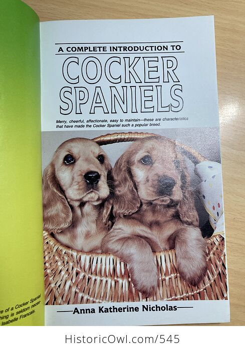 Cocker Spaniels a Complete Introduction Book by Anna Katherine Nicholas C1987 - #zcr4w0Ntf4w-5