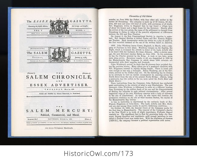 Vintage Book Chronicles of Old Salem a History in Miniature by Frances Diane Robotti C1948 - #fWYQHwdyAb4-8