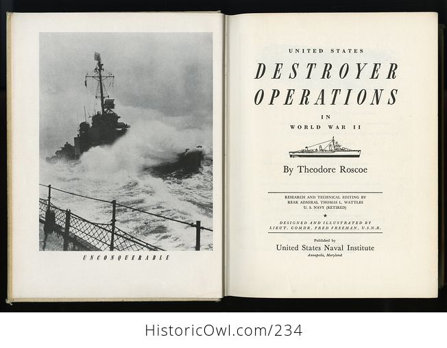 Vintage Book United States Destroyer Operations in World War Ii by Theodore Roscoe C1953 - #0r76vexMAfs-3