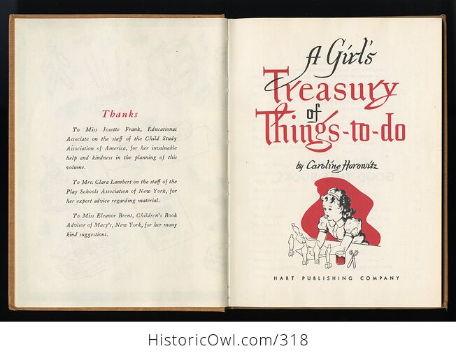 A Girls Treasury of Things to Do Book by Caroline Horowitz C1946 - #q1xSuLqrNmk-4