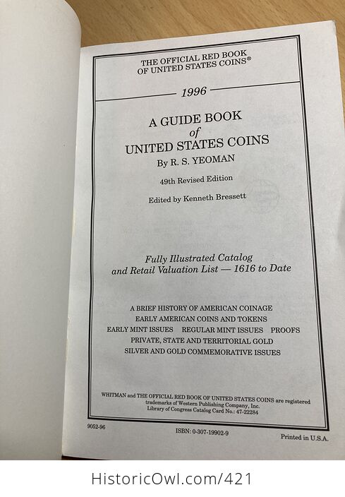 A Guide Book of United States Coins 49th Edition 1996 by Rs Yeoman - #FRfUbEt81FE-3