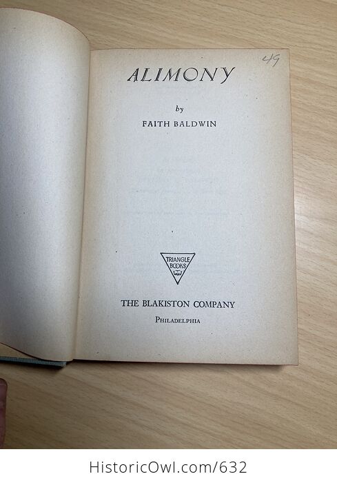 Alimony Vintage Book by Faith Baldwin C1945 - #QgjcPQNnV2M-4