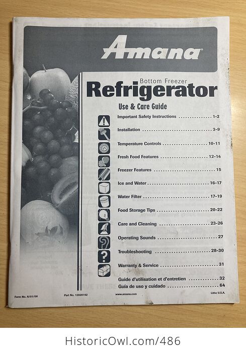 Amana Bottom Freezer Refrigerator Use and Care Guide Manual - #eHbLMny2JGE-1