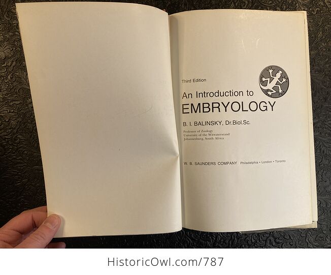 An Introduction to Embryology Third Edition Medical Sciences Book by Balinsky C1970 - #7N1YFbC2J7M-10