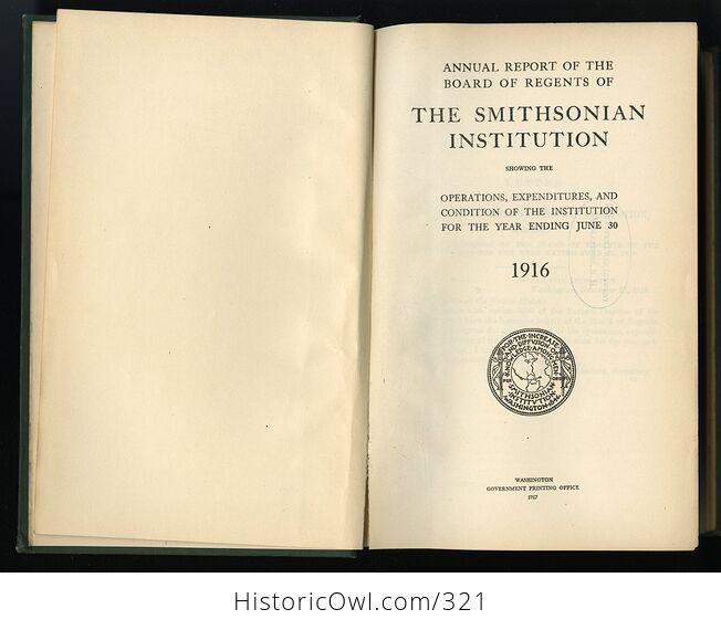 Annual Report of the Smithsonian Institution 1916 Antique Illustrated Book - #EF41EBvBQvQ-3