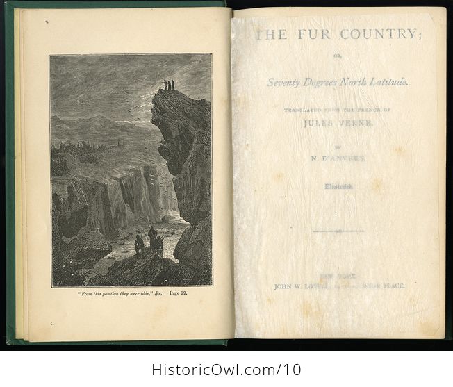 Antique Book the Fur Country or Seventy Degrees North Latitude by Jules Verne Translated by N Danvers 1873 - #cQJHEsvYmcc-9