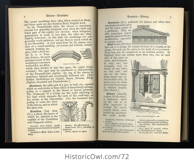 Antique Illustrated Book a Concise Glossary of Terms Used in Grecian Roman Italian and Gothic Architecture by John Henry Parker C1913 - #7x6kvTk2tyM-5