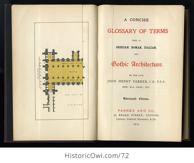 Antique Illustrated Book a Concise Glossary of Terms Used in Grecian Roman Italian and Gothic Architecture by John Henry Parker C1913 - #7x6kvTk2tyM-3