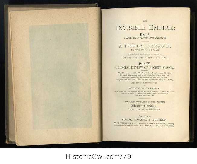 Antique Illustrated Book a Fools Errand and the Invisible Empire by Albion W Tourgee C 1880 - #WjeCPvoPrwo-3