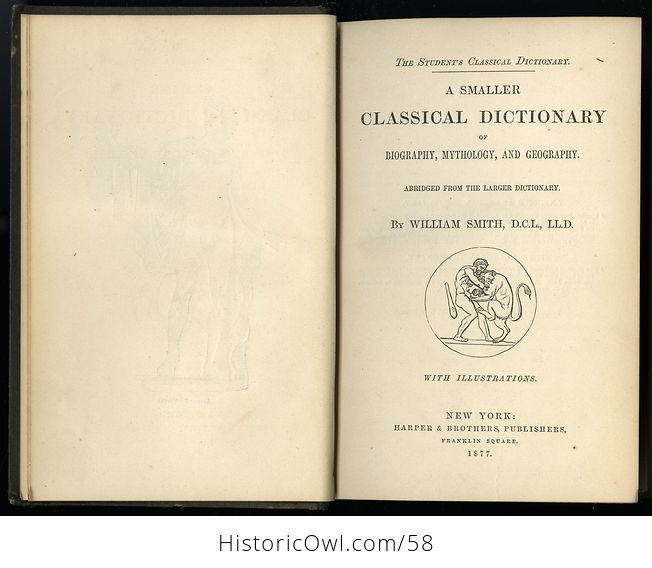 Antique Illustrated Book a Smaller Classical Dictionary of Biography Mythology and Geography by William Smith C1877 - #GAk0ZVEv78w-9