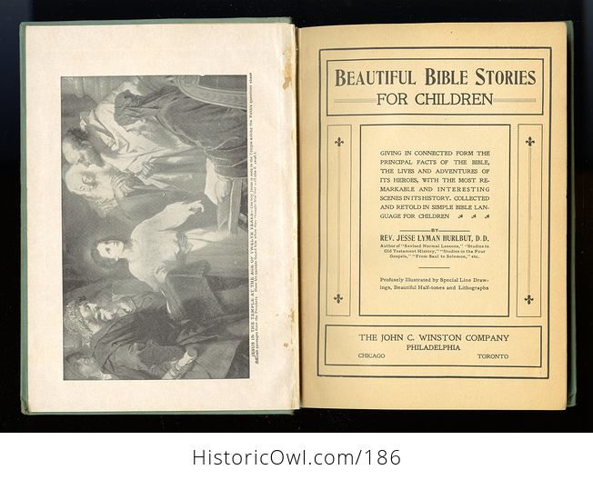 Antique Illustrated Book Beautiful Bible Stories for Children by Rev Jesse Lymann Hurlbut C1903 - #2qlF55KkAZE-6