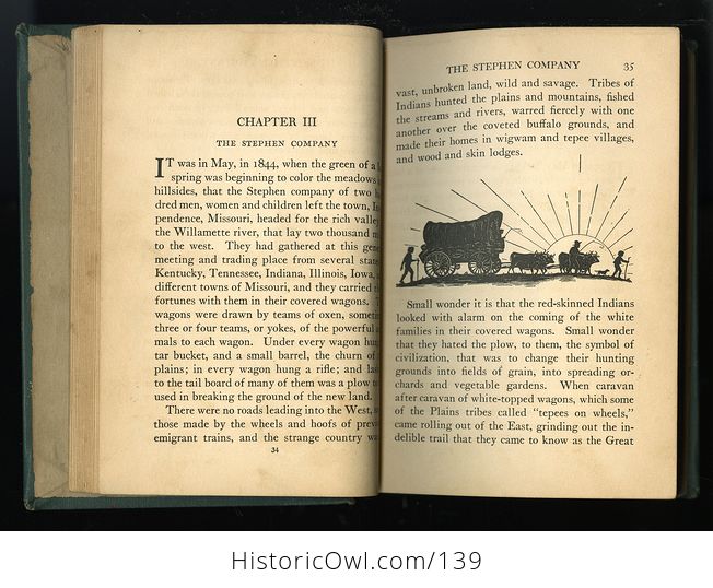 Antique Illustrated Book Children of the Covered Wagon a Story of the Old Oregon Trail by Mary Jane Carr C1937 - #7c0kSmymCJ4-6