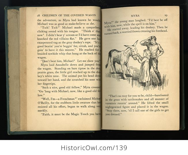 Antique Illustrated Book Children of the Covered Wagon a Story of the Old Oregon Trail by Mary Jane Carr C1937 - #7c0kSmymCJ4-5