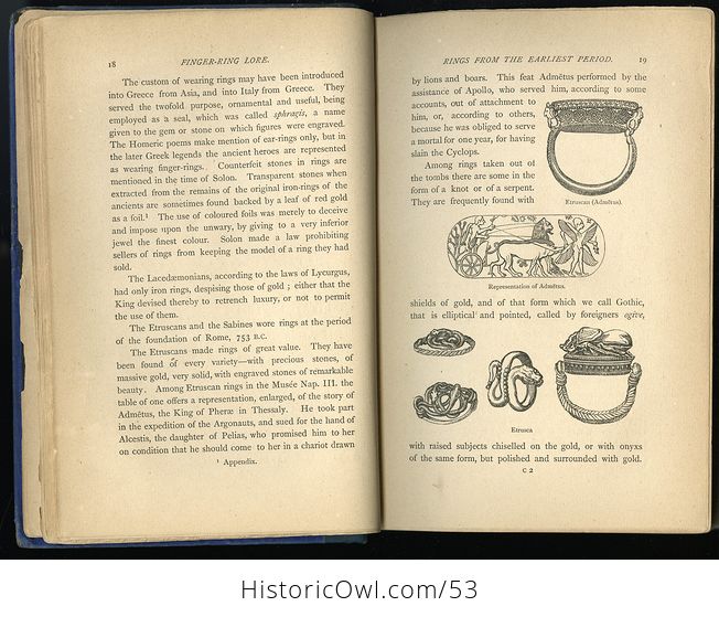 Antique Illustrated Book Finger Ring Lore by William Jones C 1877 - #UHXuvXglAFs-9