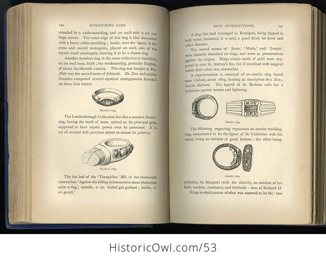 Antique Illustrated Book Finger Ring Lore by William Jones C 1877 - #UHXuvXglAFs-2