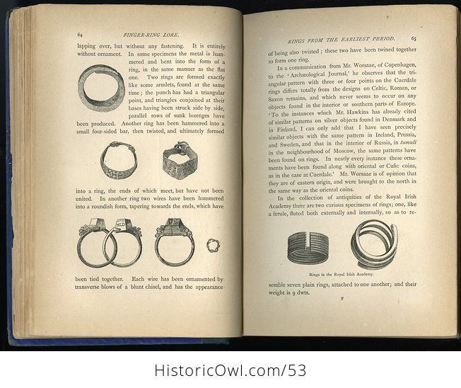 Antique Illustrated Book Finger Ring Lore by William Jones C 1877 - #UHXuvXglAFs-7
