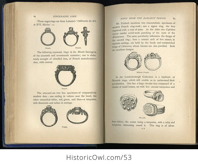 Antique Illustrated Book Finger Ring Lore by William Jones C 1877 - #UHXuvXglAFs-6