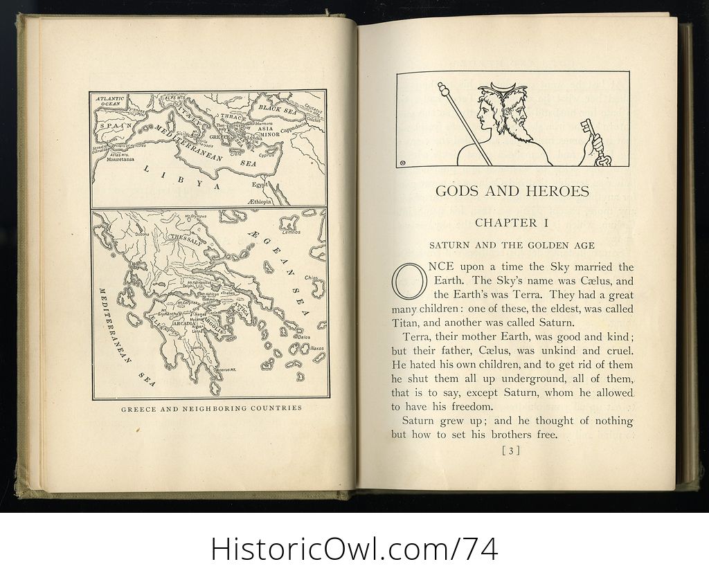 Antique Illustrated Book Gods and Heroes or the Kingdom of Jupiter by ...