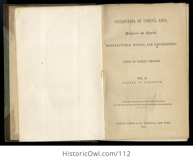 Antique Illustrated Book in Two Volumes Cyclopedia of Useful Arts and Manufactures by Charles Tomlinson C1854 - #NDna35Dw6nA-6