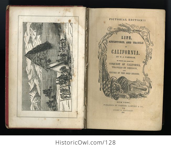 Antique Illustrated Book Life Adventures and Travels in California by T J Farnham C 1851 - #ISEo05mWIzM-3