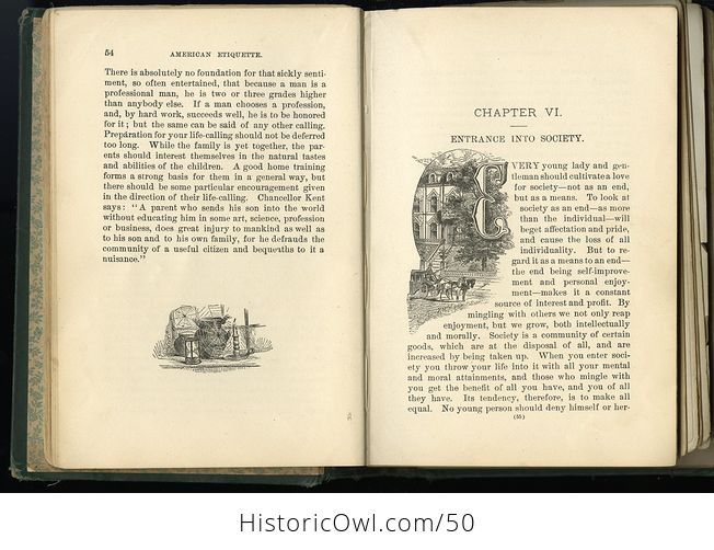 Antique Illustrated Book Rules of Etiquette and Home Culture or American Etiquette and Rules of Politeness C1890 - #YCYB3UMQ9SI-5