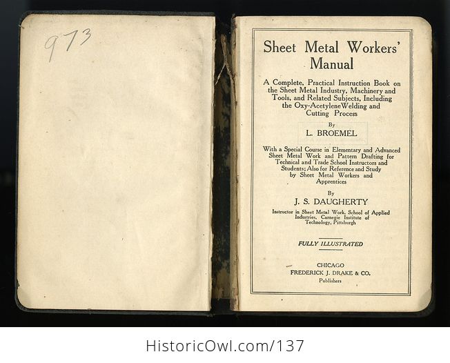 Antique Illustrated Book Sheet Metal Workers Manual by L Broemel C1918 - #6NBmGG1EsWU-6