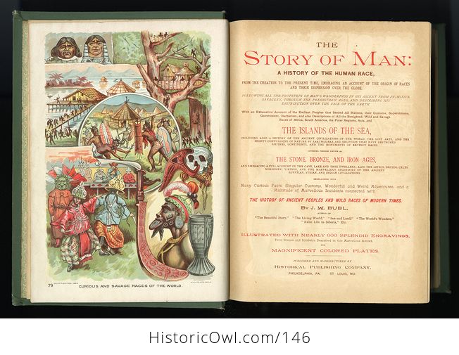 Antique Illustrated Book the Story of Man a History of the Human Race by J W Buel C1889 - #4p3F7me9pkM-15