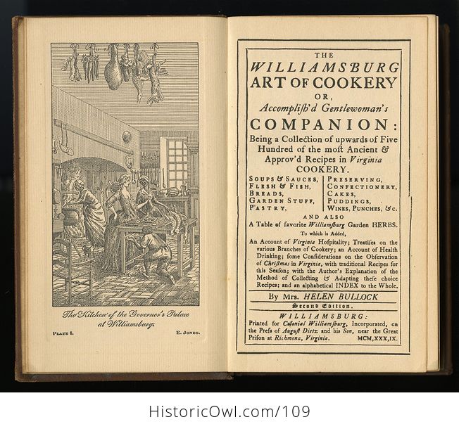 Antique Illustrated Book the Williamsburg Art of Cookery or Accomplished Gentlewomans Companion by Helen Bullock C1939 - #YPzHUp5RR1o-2