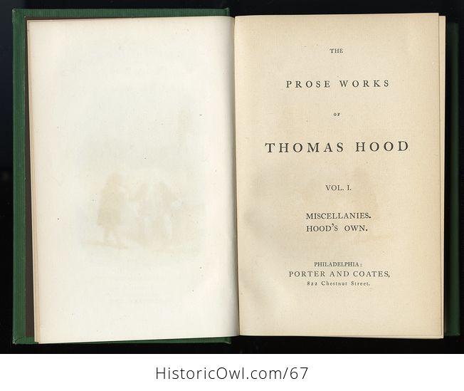 Antique Illustrated Books 3 Volumes Hoods Works the Prose Works of Thomas Hood Vol I and Vol Ii the Poetical Works of Thomas Hood Vol Ii C 1870 - #IT14slxKqYM-4