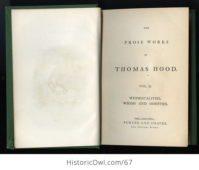 Antique Illustrated Books 3 Volumes Hoods Works the Prose Works of Thomas Hood Vol I and Vol Ii the Poetical Works of Thomas Hood Vol Ii C 1870 - #IT14slxKqYM-8