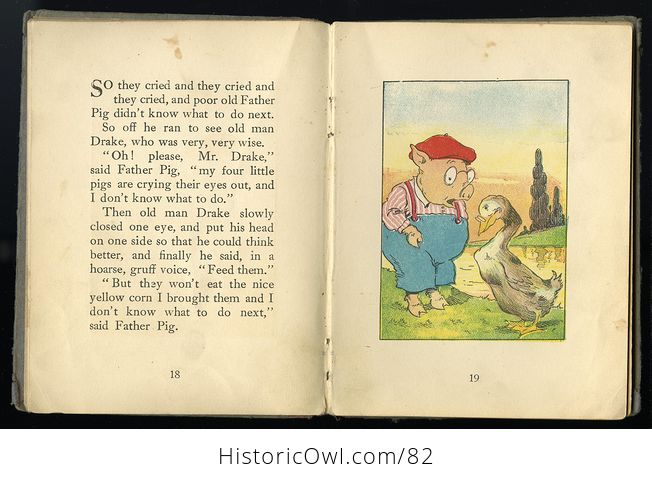 Antique Illustrated Childrens Book the Four Little Pigs That Didnt Have Any Mother by Kenneth Graham Duffield C1919 - #NX3dvEOfeg4-7