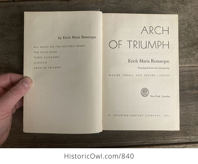 Arch of Triumph Vintage Book by Erich Maria Remarque C1945 - #hCCmCn57MO0-4