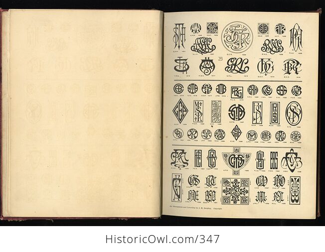 Art of Monograms and Lettering for the Use of Engravers Artists Designers and Art Workmen Antique Illustrated Book by J M Bergling - #EUrSVer7gZQ-5