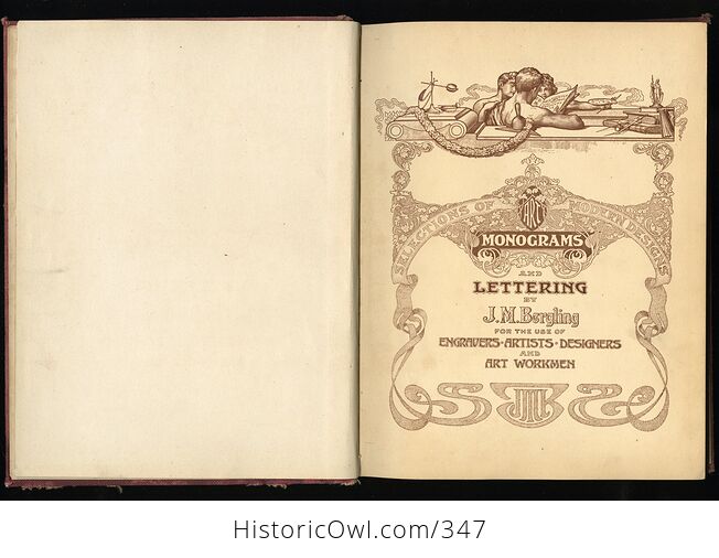 Art of Monograms and Lettering for the Use of Engravers Artists Designers and Art Workmen Antique Illustrated Book by J M Bergling - #EUrSVer7gZQ-3