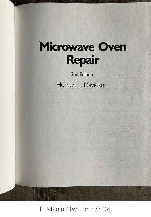 Book Microwave Oven Repair Second Edition by Homer L Davidson - #hJ5gN9NykaM-2