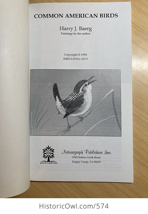 Common American Birds Book by Harry J Baerg C1994 - #D48Y7NU1TBM-3
