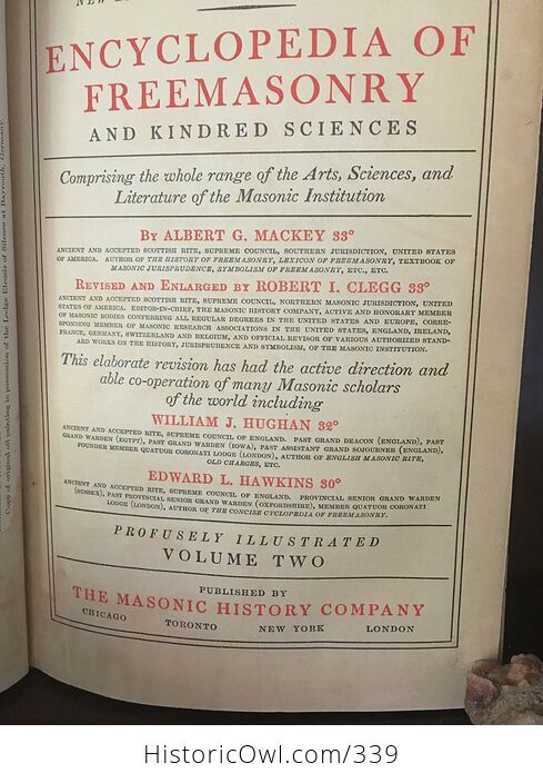 Encyclopedia of Freemasonry and Kindred Sciences by Albert G Mackey C1929 - #u4ClG1117L4-12