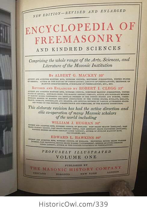 Encyclopedia of Freemasonry and Kindred Sciences by Albert G Mackey C1929 - #u4ClG1117L4-7