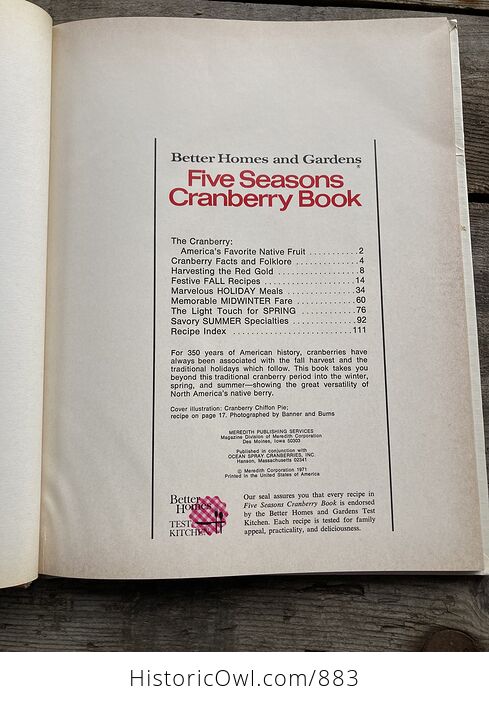 Five Seasons Cranberry Book with Recipes C1971 - #nsHkObpt1cc-4