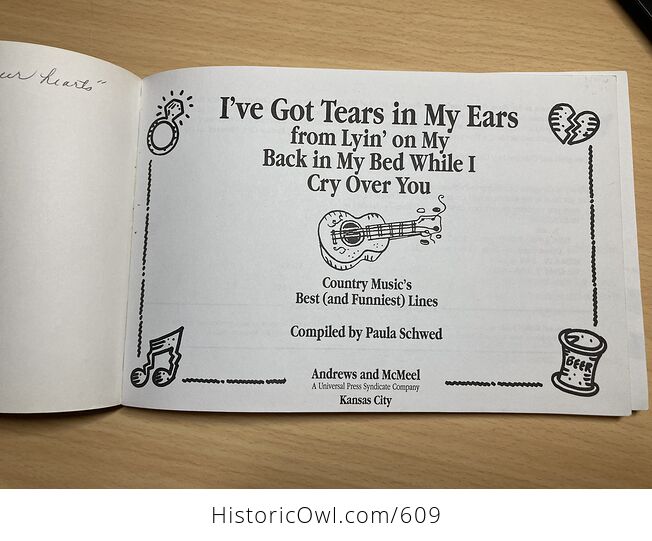 Ive Got Tears in My Ears Country Musics Best and Funniest Lines Book by Paula Schwed C1992 - #4A7kguQxkJA-4