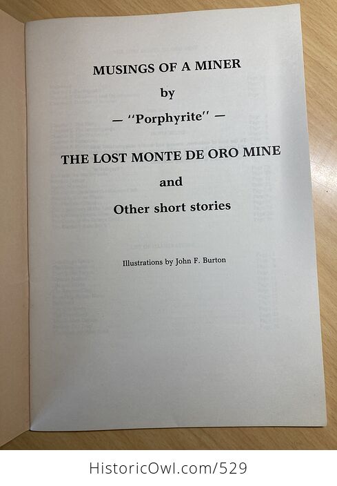 Musings of a Miner by Porphyrite the Lost Monte De Oro Mine and Other Short Stories Illustrated by John Burton - #aYEJlNmq6Wo-3