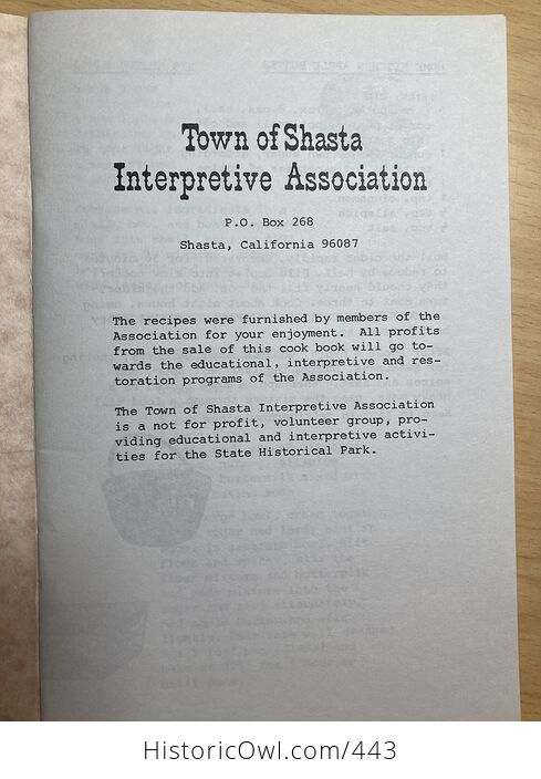 Nineteenth Century Recipes from the Members of the Town of Shasta Interpretive Association Book C1984 - #uDFP8bn01dI-4