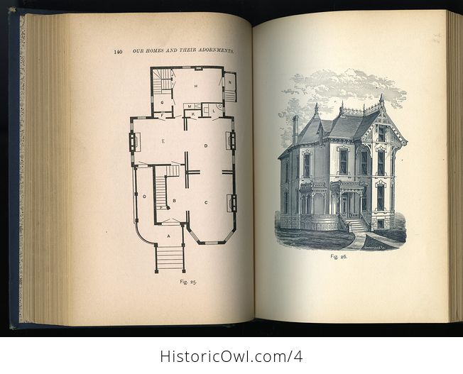 Our Homes and Their Adornments How to Build Finish Furnish and Adorn a Home a Complete Household Cyclopedia Designed to Make Happy Homes for Happy People Antique Illustrated Book C1885 - #ML5unfttOi4-5
