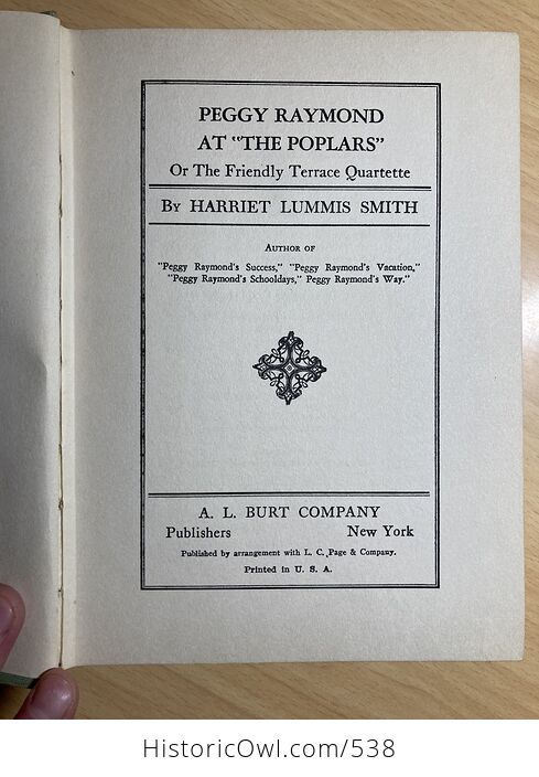 Peggy Raymond at the Poplars or the Friendly Terrace Quartette by Harriet Lummis Smith Antique Book C1920 - #uFSXoxUZDB0-4