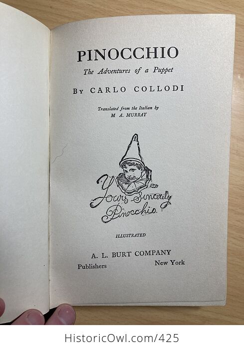 Pinocchio the Adventures of a Puppet Antique Book by Carlo Collodi a L Burt Company - #PAWkhZvbAnU-2