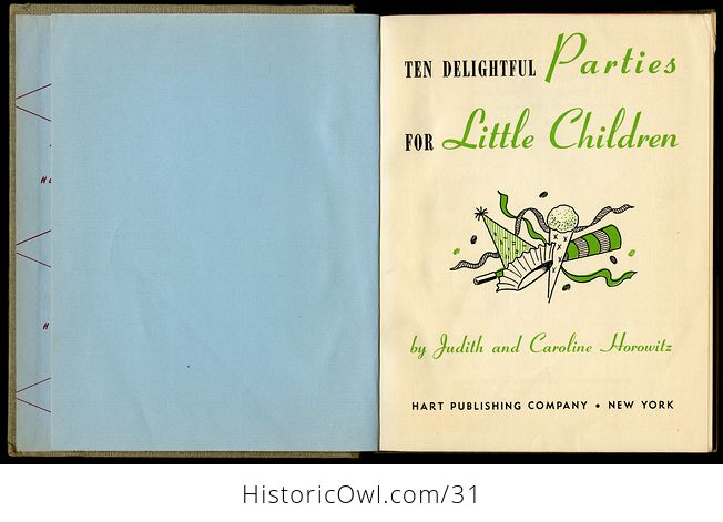 Retro Illustrated Book Ten Delightful Parties for Little Children by Hart Publishing Company C1949 - #cAYYKr7yXIY-9