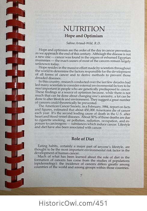 Simply Nutritious Spiral Bound Cookbook of Nutrition Common Sense and Cancer by the American Cancer Society Oregon Division C1985 - #kdgynKIhTqw-6