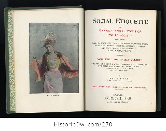 Social Etiquette or Manners and Customs of Polite Society Vintage Illustrated Book by Maud C Cooke C 1896 - #upeJpwRnBMQ-4