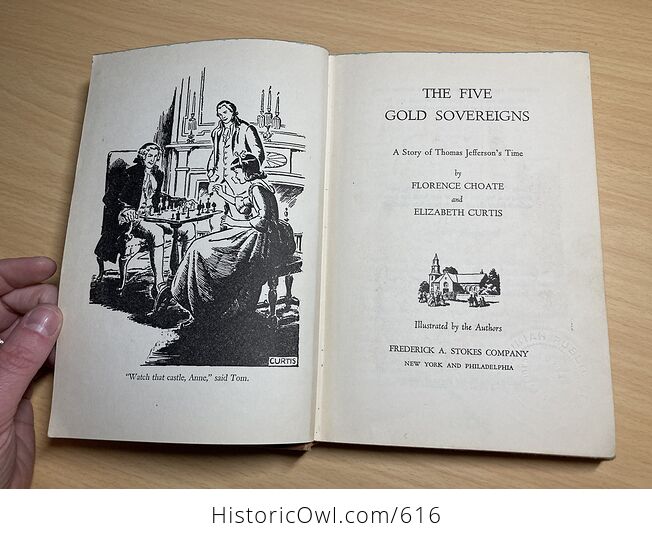 The Five Gold Sovereigns Antique Book a Story of Thomas Jeffersons Time by Florence Chaote and Elizabeth Curtis C1943 - #xzEVyO34yew-5