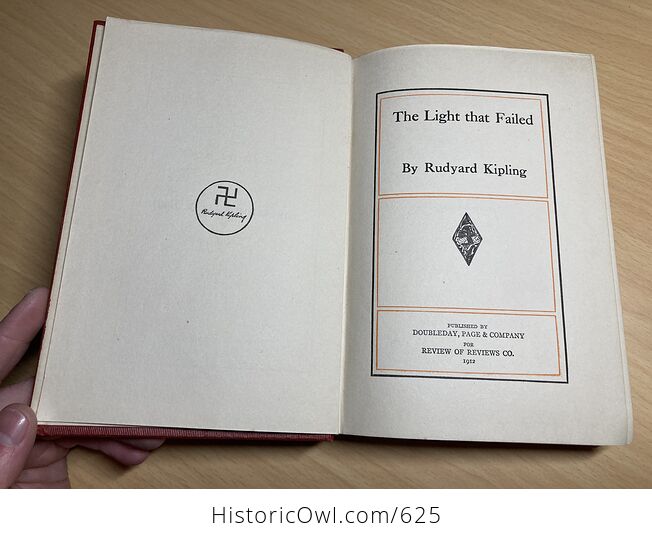 The Light That Failed Antique Book by Rudyard Kipling Swastica Embossed C1912 - #GVRAWZ9Y13k-5